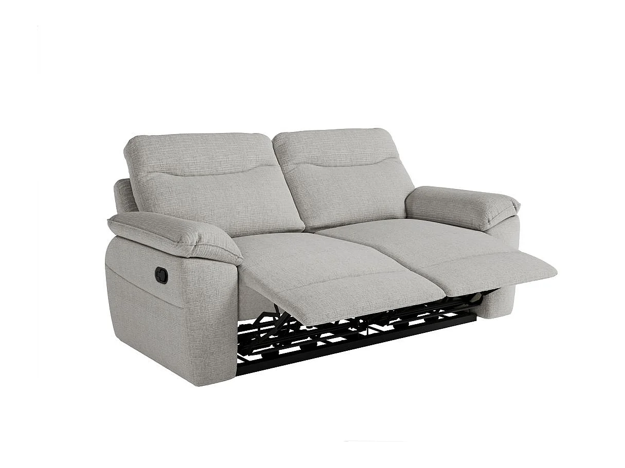 Canapé relax 3 places en tissu 3D gris clair ROSS 200x100x102 cm