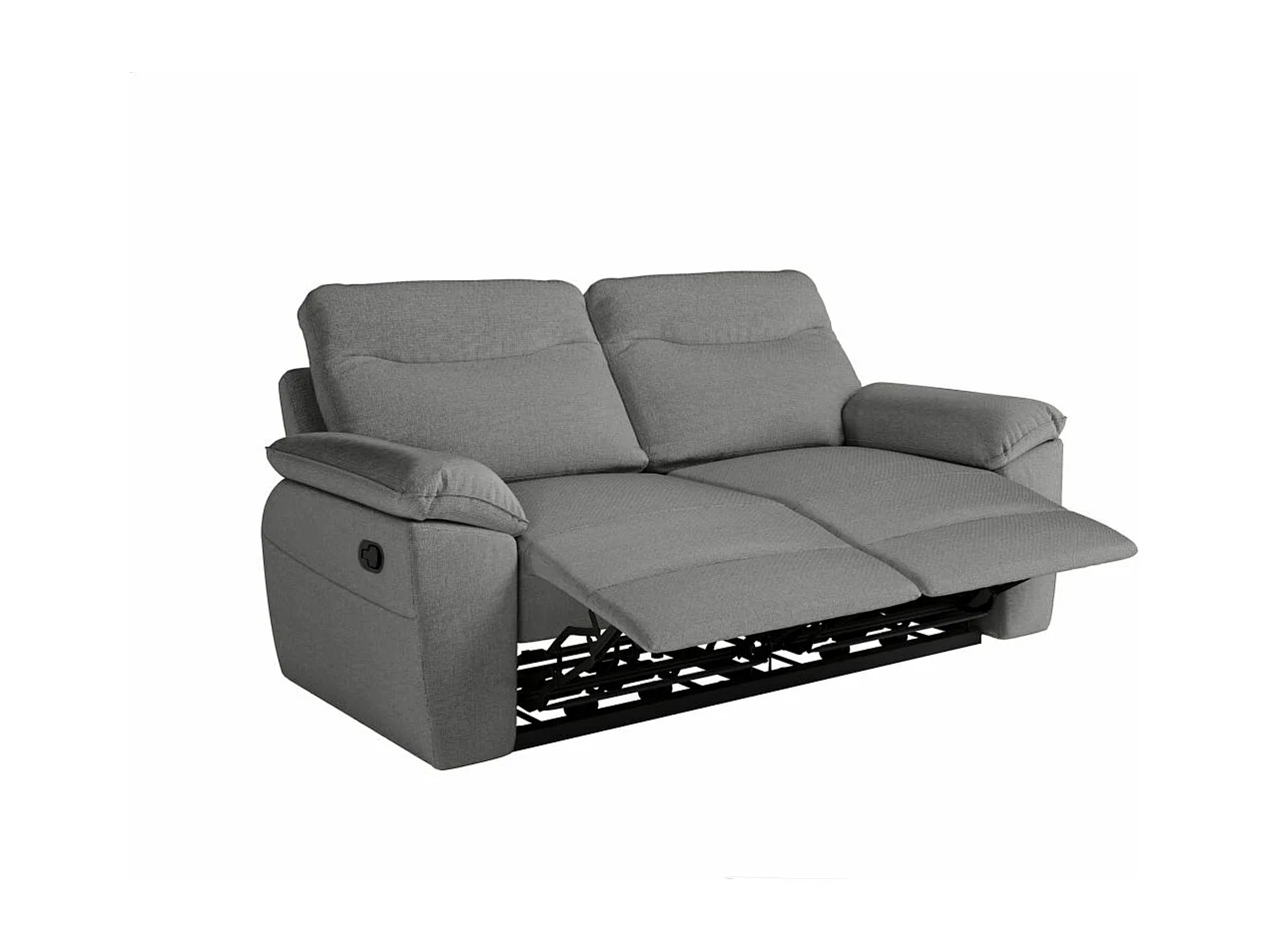 Canapé de relaxation manuel Ross 3 places en tissu - Gris - L200 x P100 x H102cm - Loungitude