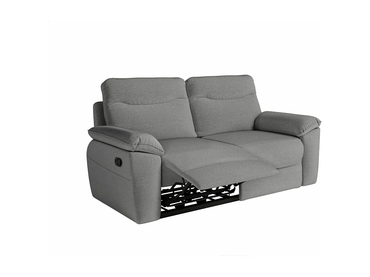 Canapé de relaxation manuel Ross 3 places en tissu - Gris - L200 x P100 x H102cm - Loungitude