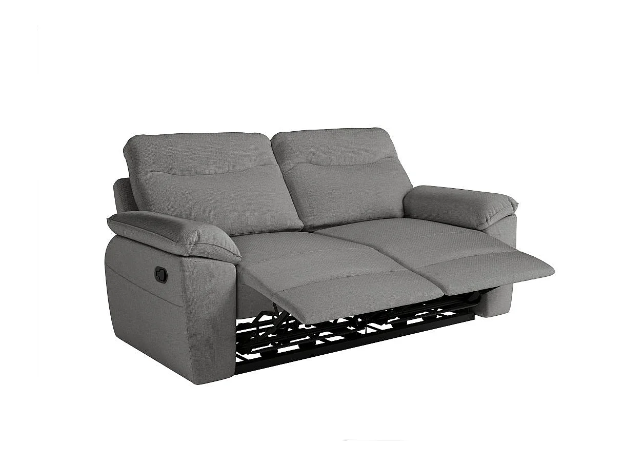 Canapé relax 3 places en tissu gris ROSS 200x100x102 cm