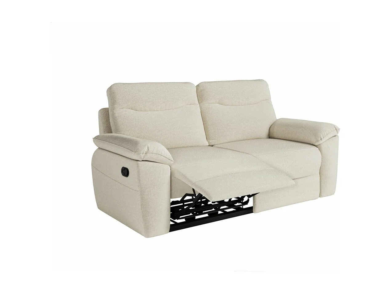 Canapé de relaxation manuel Ross 3 places en tissu - Beige - L200 x P100 x H102cm - Loungitude