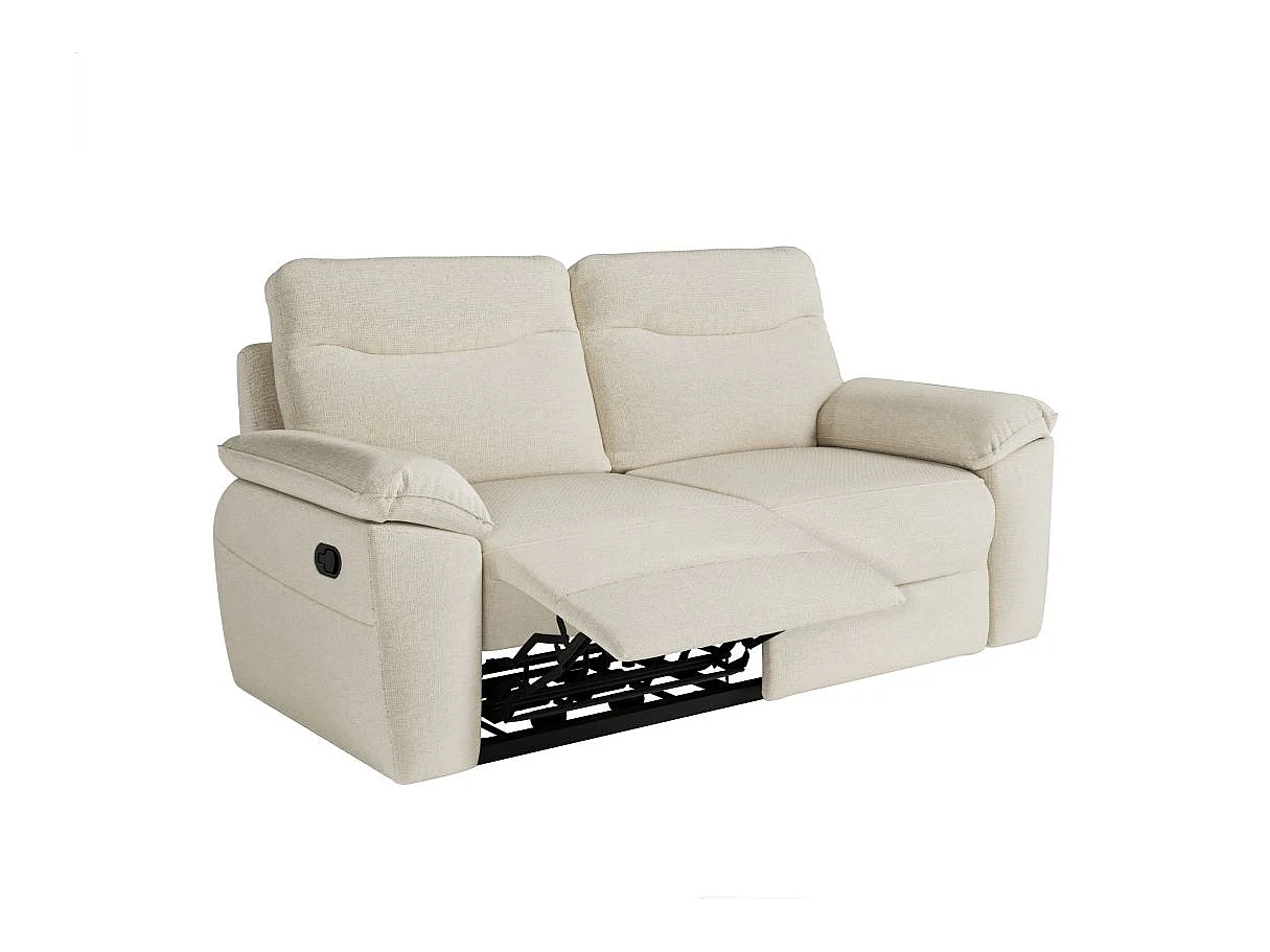 Canapé de relaxation manuel Ross 3 places en tissu - Beige - L200 x P100 x H102cm - Loungitude