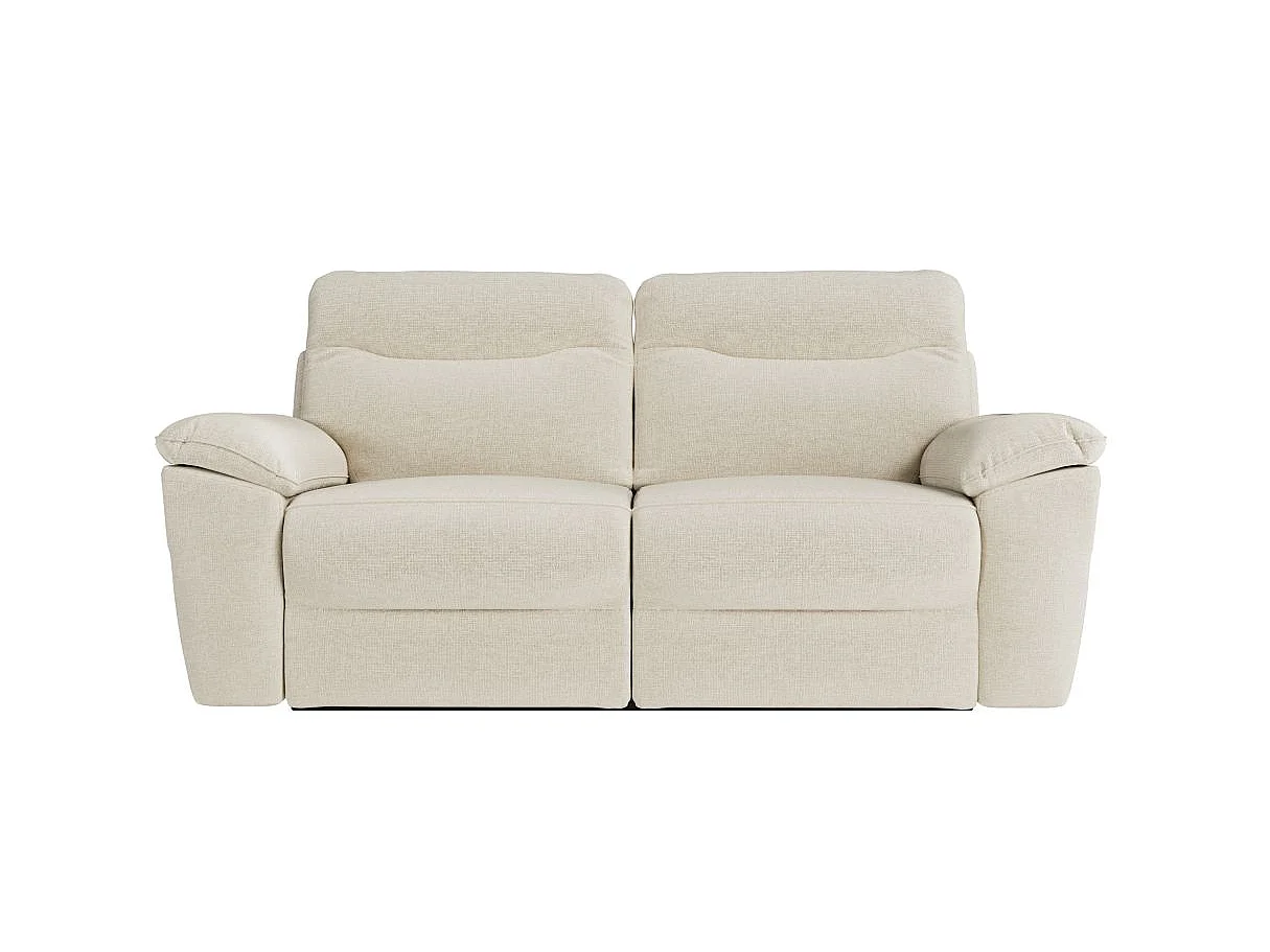 Canapé de relaxation manuel Ross 3 places en tissu - Beige - L200 x P100 x H102cm - Loungitude
