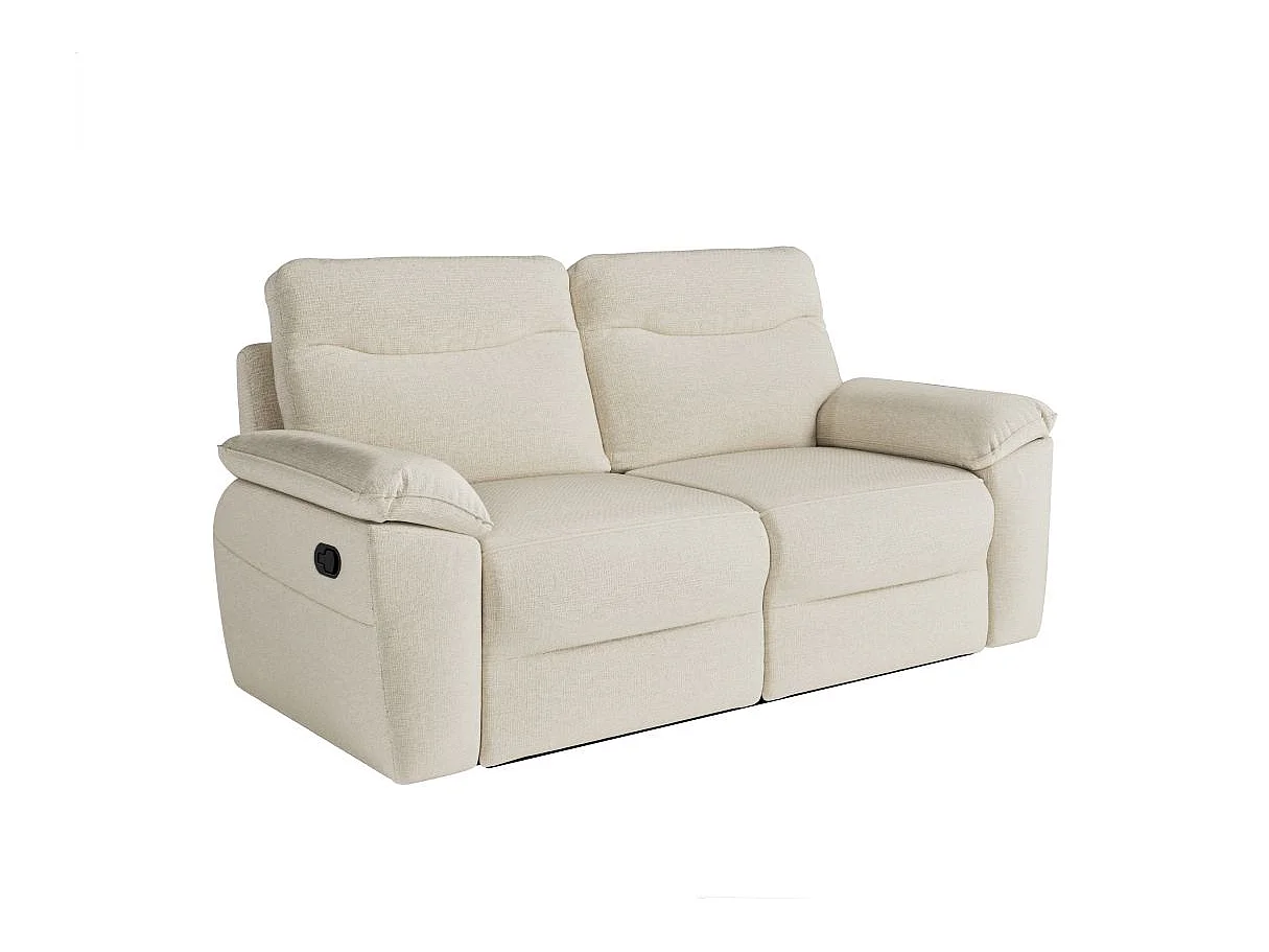 Canapé de relaxation manuel Ross 3 places en tissu - Beige - L200 x P100 x H102cm - Loungitude