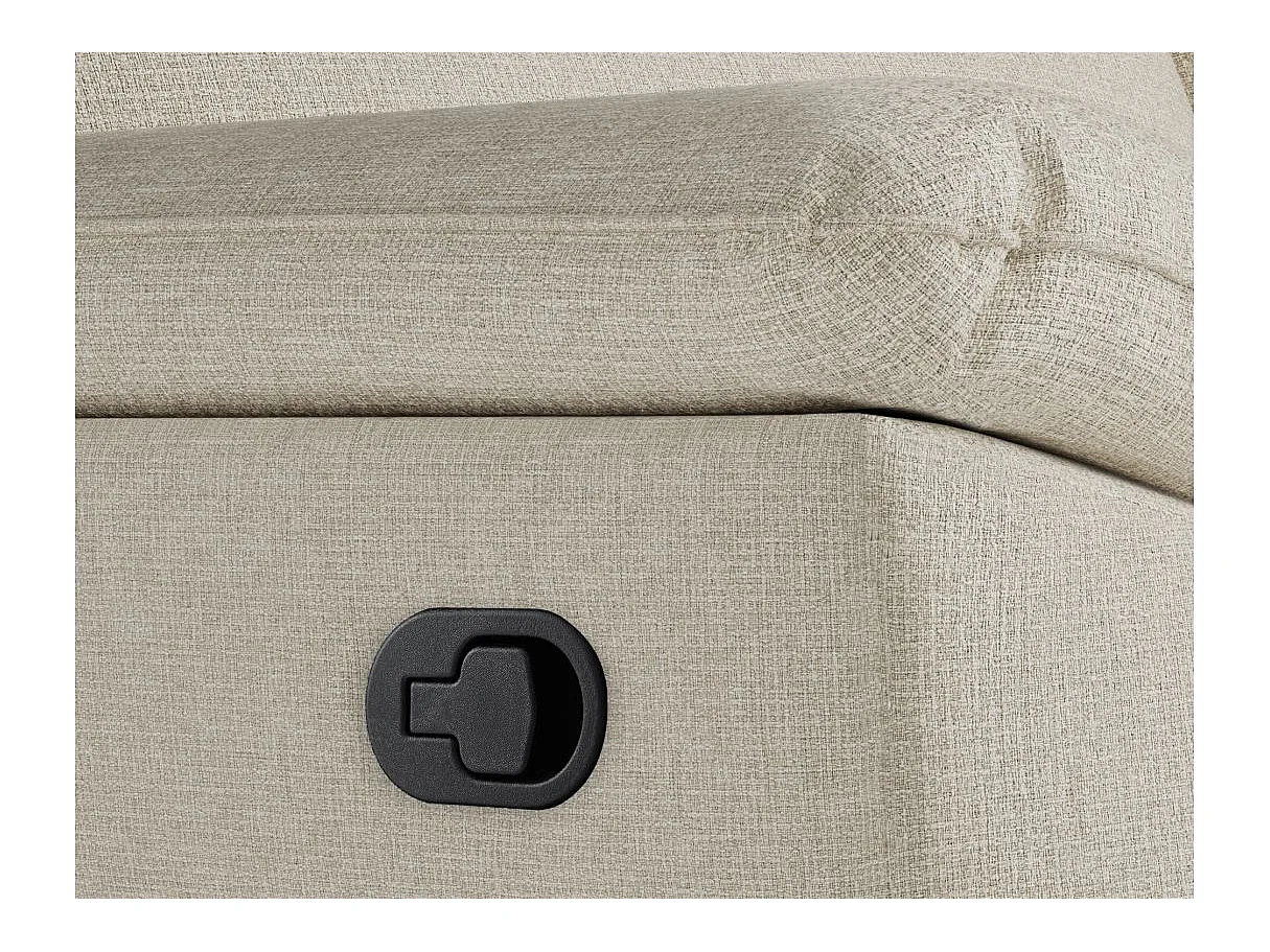 Canapé de relaxation manuel Ross 3 places en tissu - Beige - L200 x P100 x H102cm - Loungitude