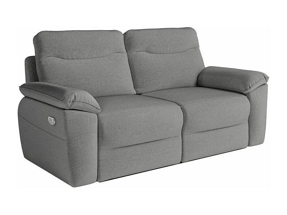 Canapé de relaxation électrique Ross 3 places en tissu - Gris - L200 x P100 x H102cm - Loungitude
