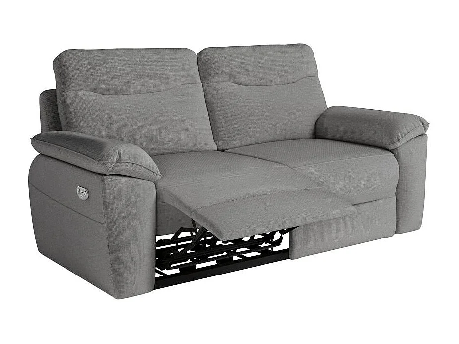 Canapé de relaxation électrique Ross 3 places en tissu - Gris - L200 x P100 x H102cm - Loungitude