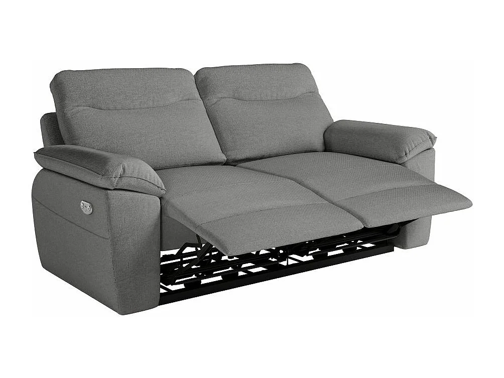 Canapé de relaxation électrique Ross 3 places en tissu - Gris - L200 x P100 x H102cm - Loungitude