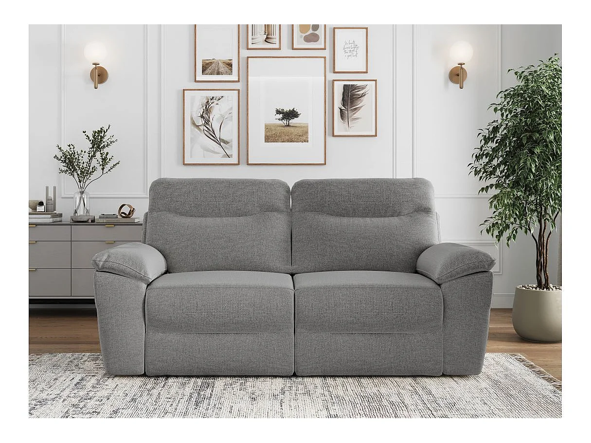 Canapé de relaxation électrique Ross 3 places en tissu - Gris - L200 x P100 x H102cm - Loungitude