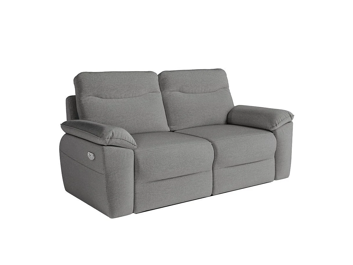 Canapé de relaxation électrique Ross 3 places en tissu - Gris - L200 x P100 x H102cm - Loungitude