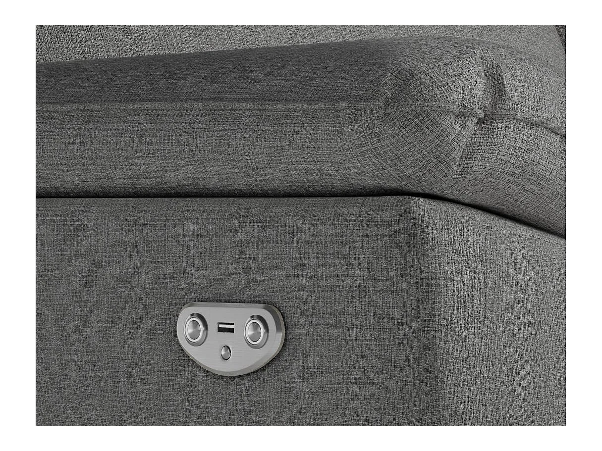 Canapé de relaxation électrique Ross 3 places en tissu - Gris - L200 x P100 x H102cm - Loungitude