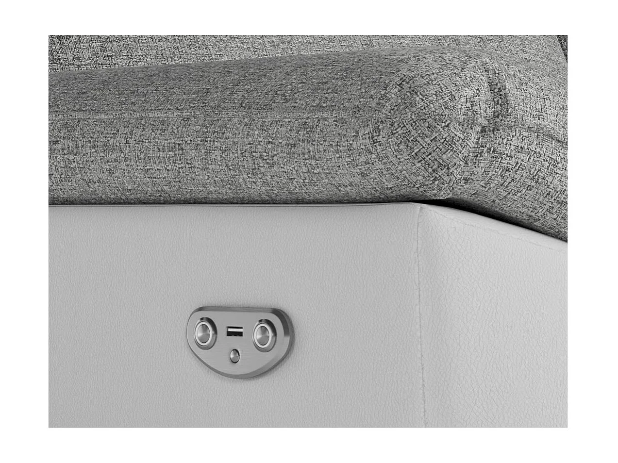 Canapé de relaxation électrique Ross 2 places en tissu et simili - Blanc/Gris - L160 x P100 x H102cm - Loungitude