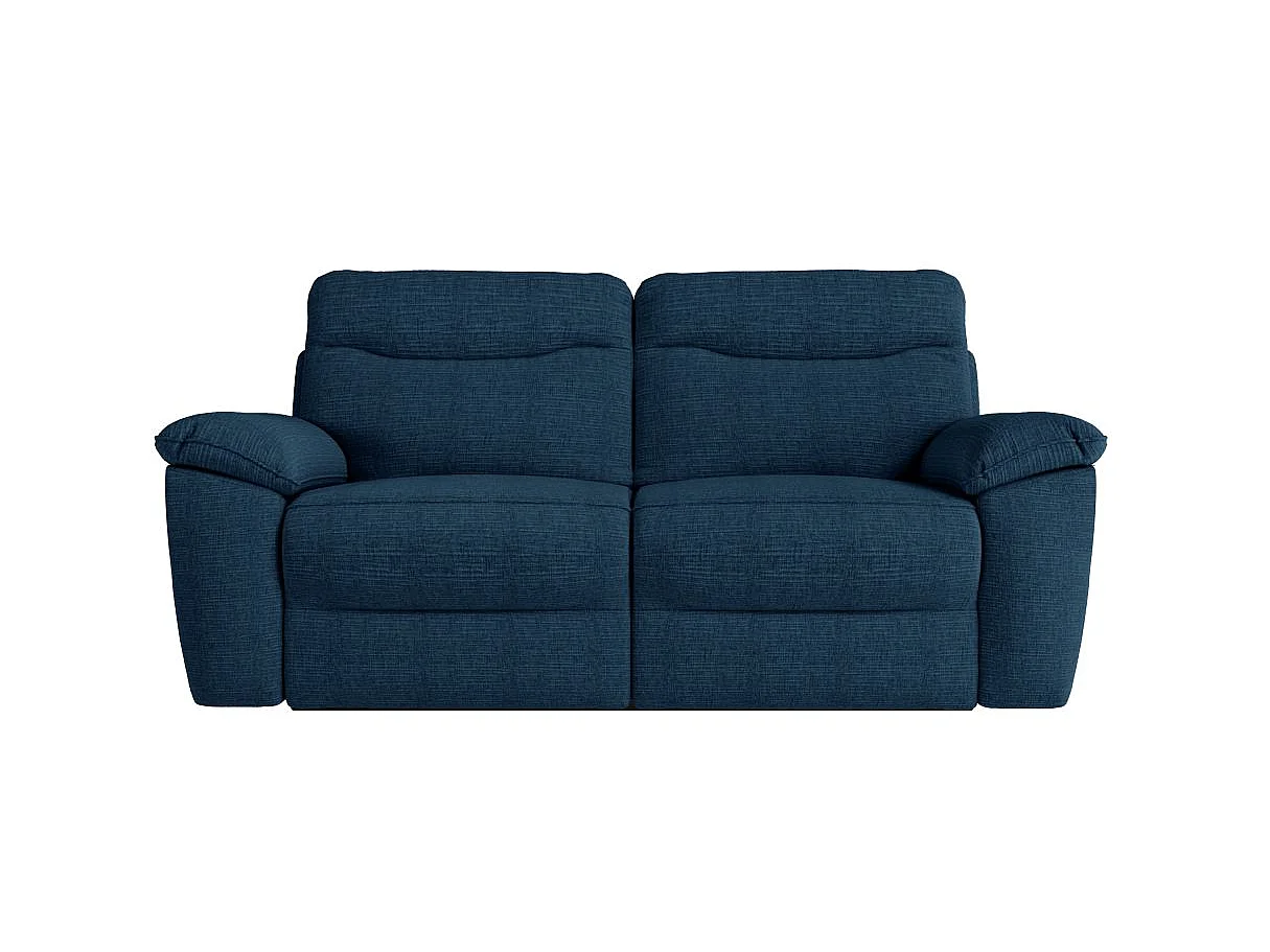 Canapé de relaxation manuel Ross 3 places en tissu texturé 3D - Bleu foncé - L200 x P100 x H102cm - Loungitude