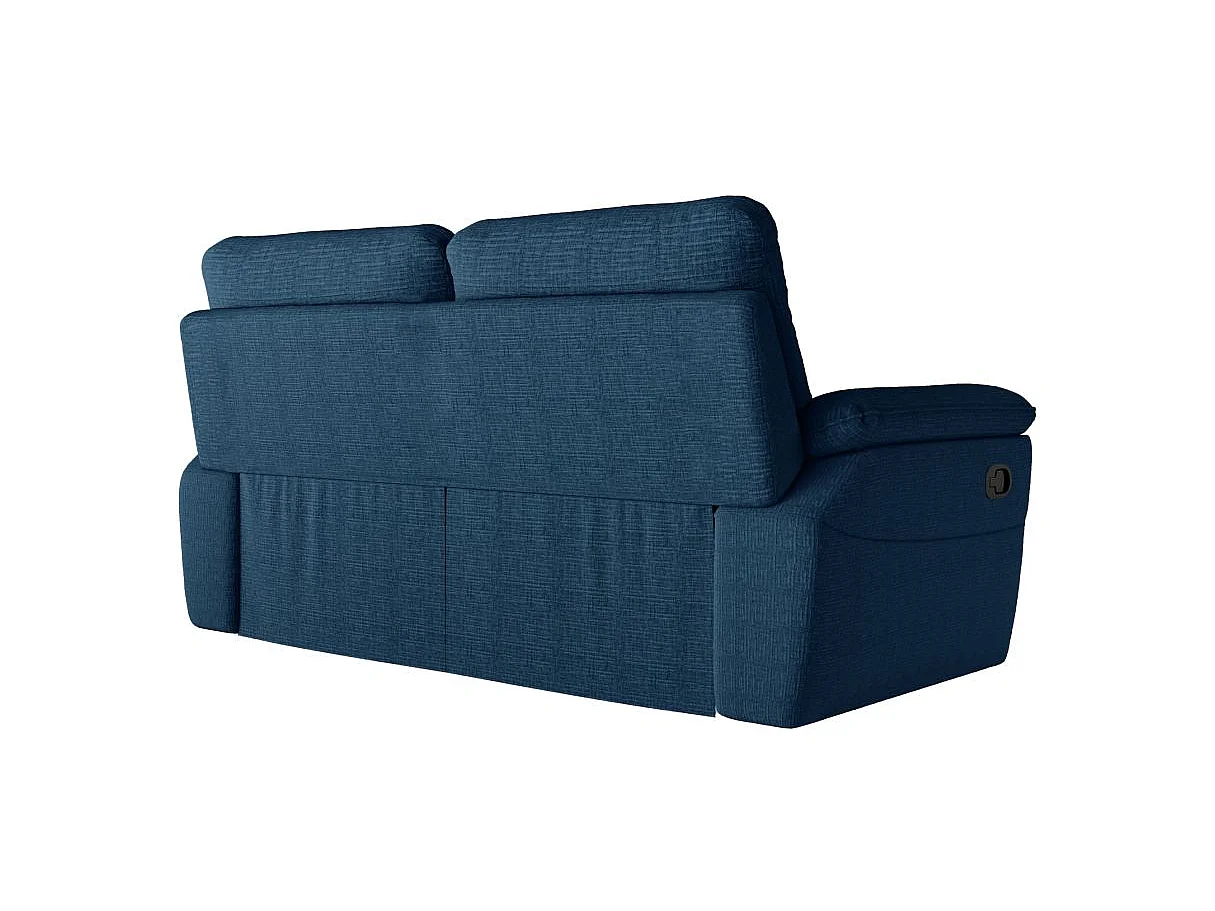 Canapé de relaxation manuel Ross 3 places en tissu texturé 3D - Bleu foncé - L200 x P100 x H102cm - Loungitude