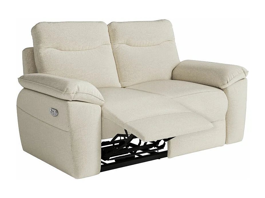 Canapé de relaxation électrique Ross 2 places en tissu - Beige - L160 x P100 x H102cm - Loungitude