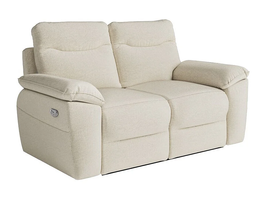 Canapé de relaxation électrique Ross 2 places en tissu - Beige - L160 x P100 x H102cm - Loungitude