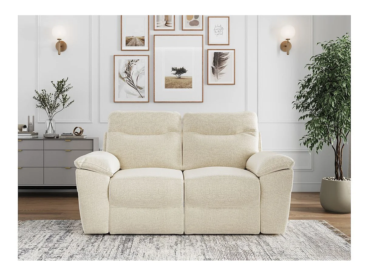Canapé relax 2 places en tissu beige ROSS 160x100x102 cm