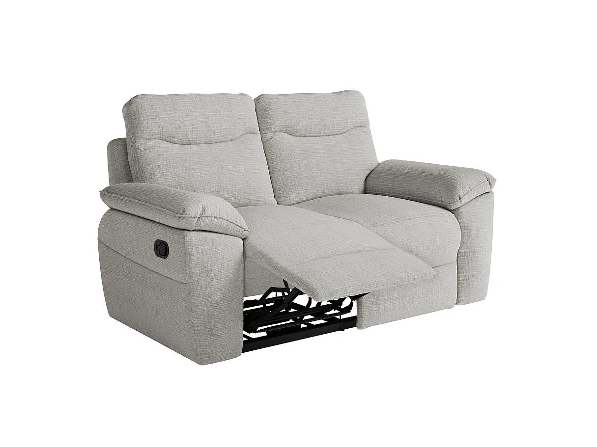 Canapé de relaxation manuel Ross 2 places en tissu texturé 3D - Gris clair - L160 x P100 x H102cm - Loungitude