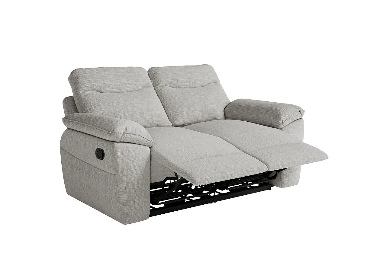 Canapé de relaxation manuel Ross 2 places en tissu texturé 3D - Gris clair - L160 x P100 x H102cm - Loungitude