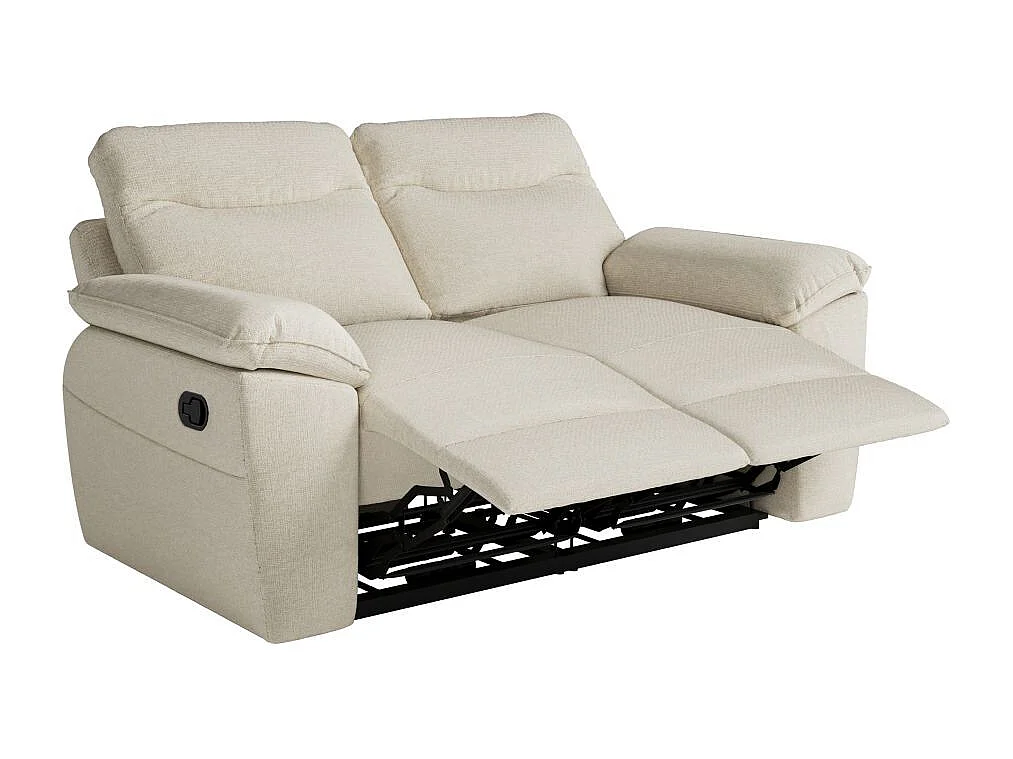 Canapé de relaxation manuel Ross 2 places en tissu - Beige - L160 x P100 x H102cm - Loungitude