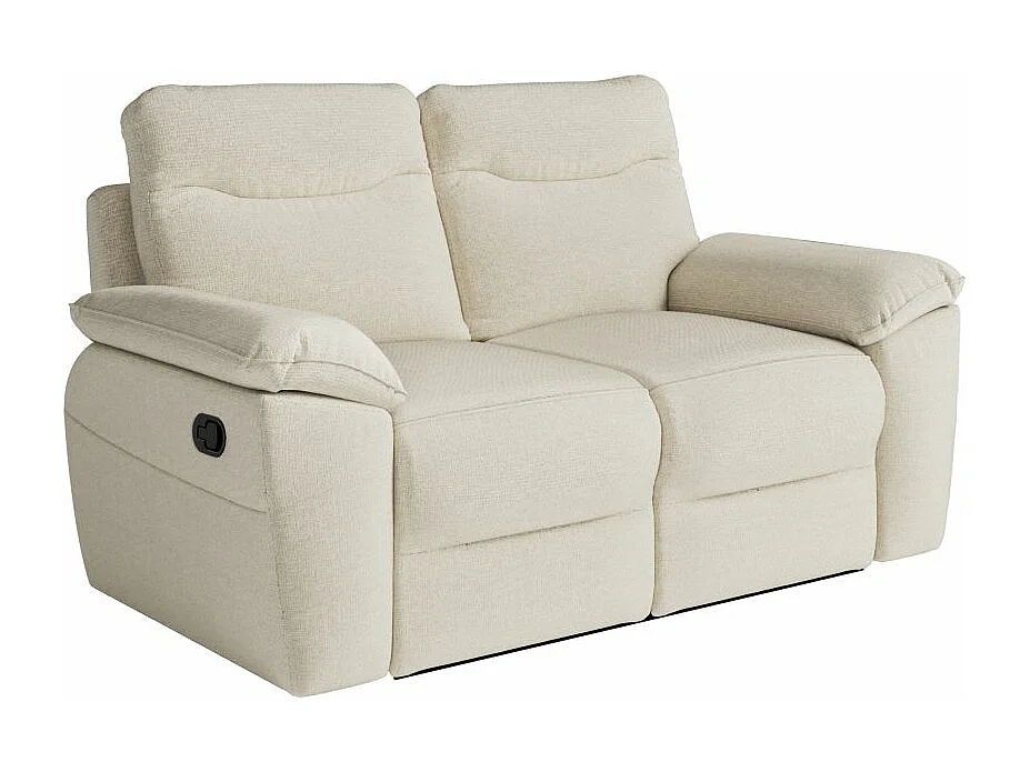 Canapé de relaxation manuel Ross 2 places en tissu - Beige - L160 x P100 x H102cm - Loungitude