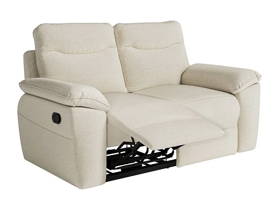Canapé de relaxation manuel Ross 2 places en tissu - Beige - L160 x P100 x H102cm - Loungitude