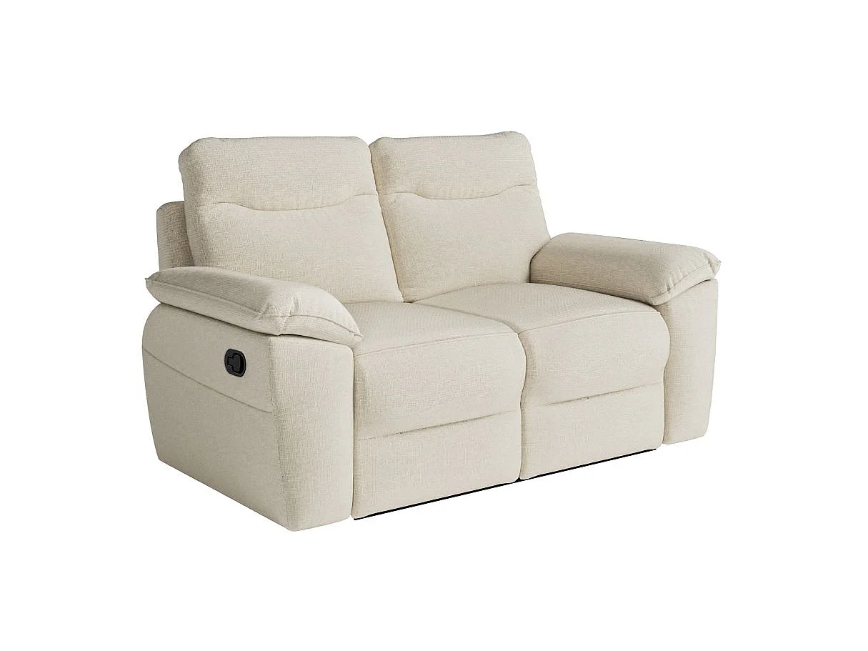 Canapé de relaxation manuel Ross 2 places en tissu - Beige - L160 x P100 x H102cm - Loungitude