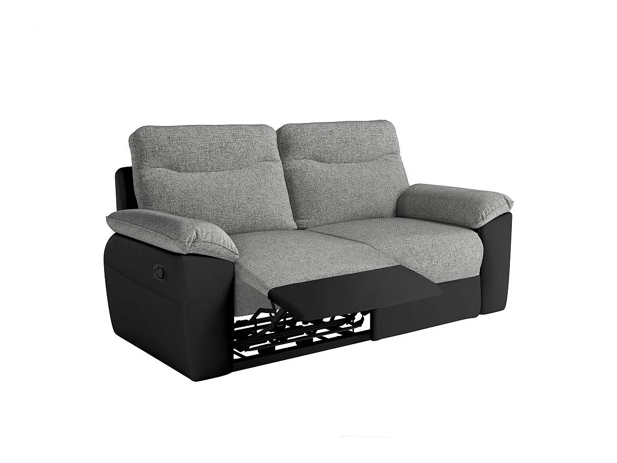 Canapé relax 3 places en simili cuir noir ROSS 200x100x102 cm