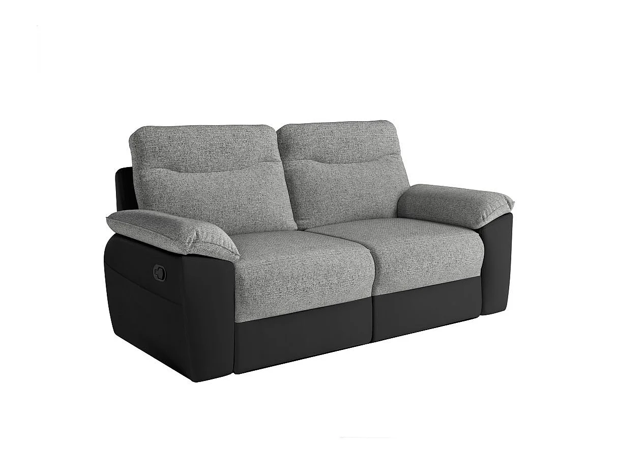 Canapé relax 3 places en simili cuir noir ROSS 200x100x102 cm