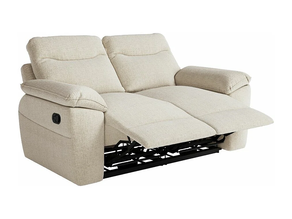 Canapé de relaxation manuel Ross 2 places en tissu texturé 3D - Beige - L160 x P100 x H102cm - Loungitude