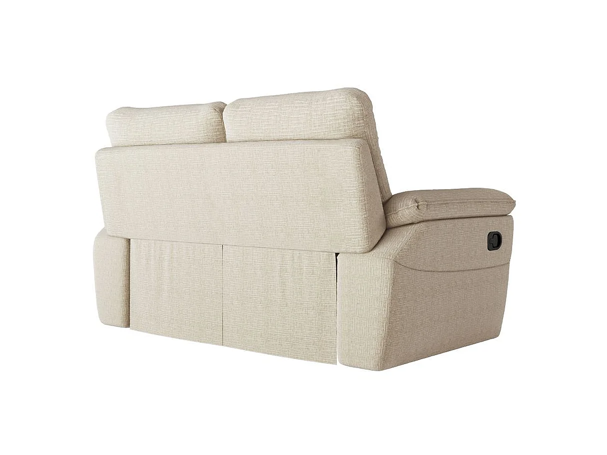 Canapé de relaxation manuel Ross 2 places en tissu texturé 3D - Beige - L160 x P100 x H102cm - Loungitude