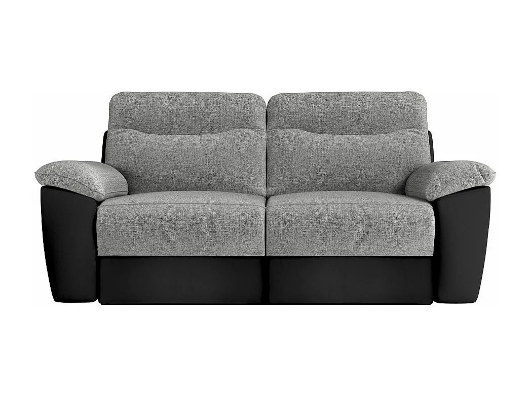 Canapé de relaxation électrique Ross 3 places en tissu et simili - Noir/Gris - L200 x P100 x H102cm - Loungitude