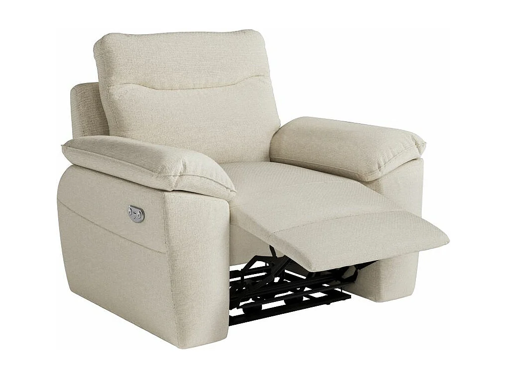 Fauteuil de relaxation électrique Ross en tissu - Beige - L101 x P100 x H102cm - Loungitude