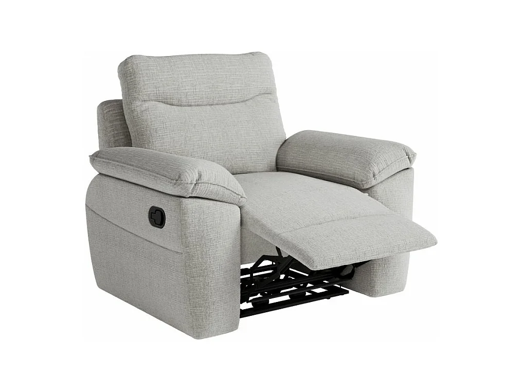 Fauteuil de relaxation manuel Ross en tissu texturé 3D - Gris clair - L101 x P100 x H102cm - Loungitude
