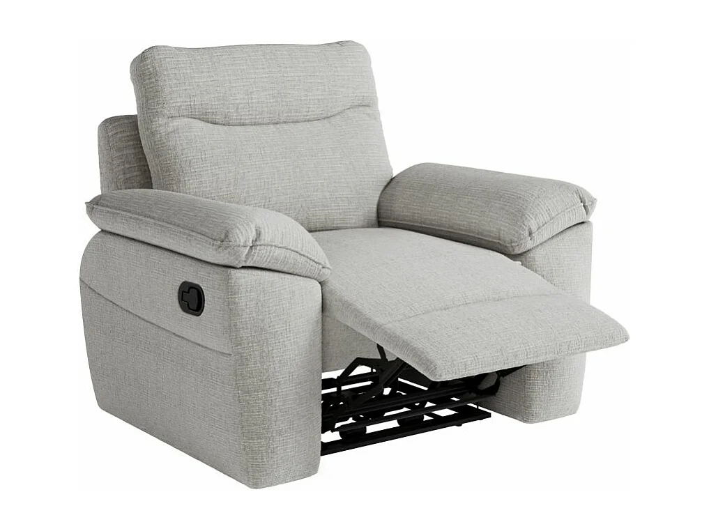 Fauteuil de relaxation manuel Ross en tissu texturé 3D - Gris clair - L101 x P100 x H102cm - Loungitude
