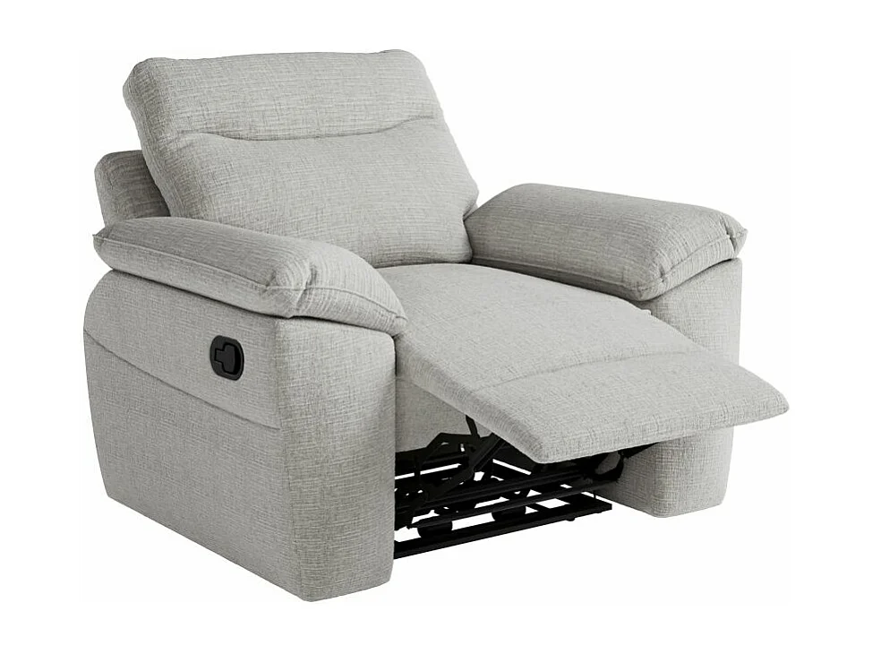 Fauteuil de relaxation manuel Ross en tissu texturé 3D - Gris clair - L101 x P100 x H102cm - Loungitude