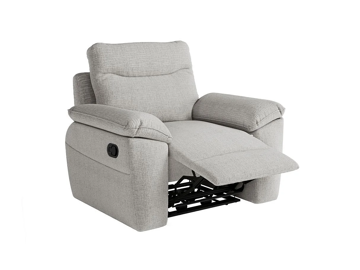 Fauteuil de relaxation manuel Ross en tissu texturé 3D - Gris clair - L101 x P100 x H102cm - Loungitude