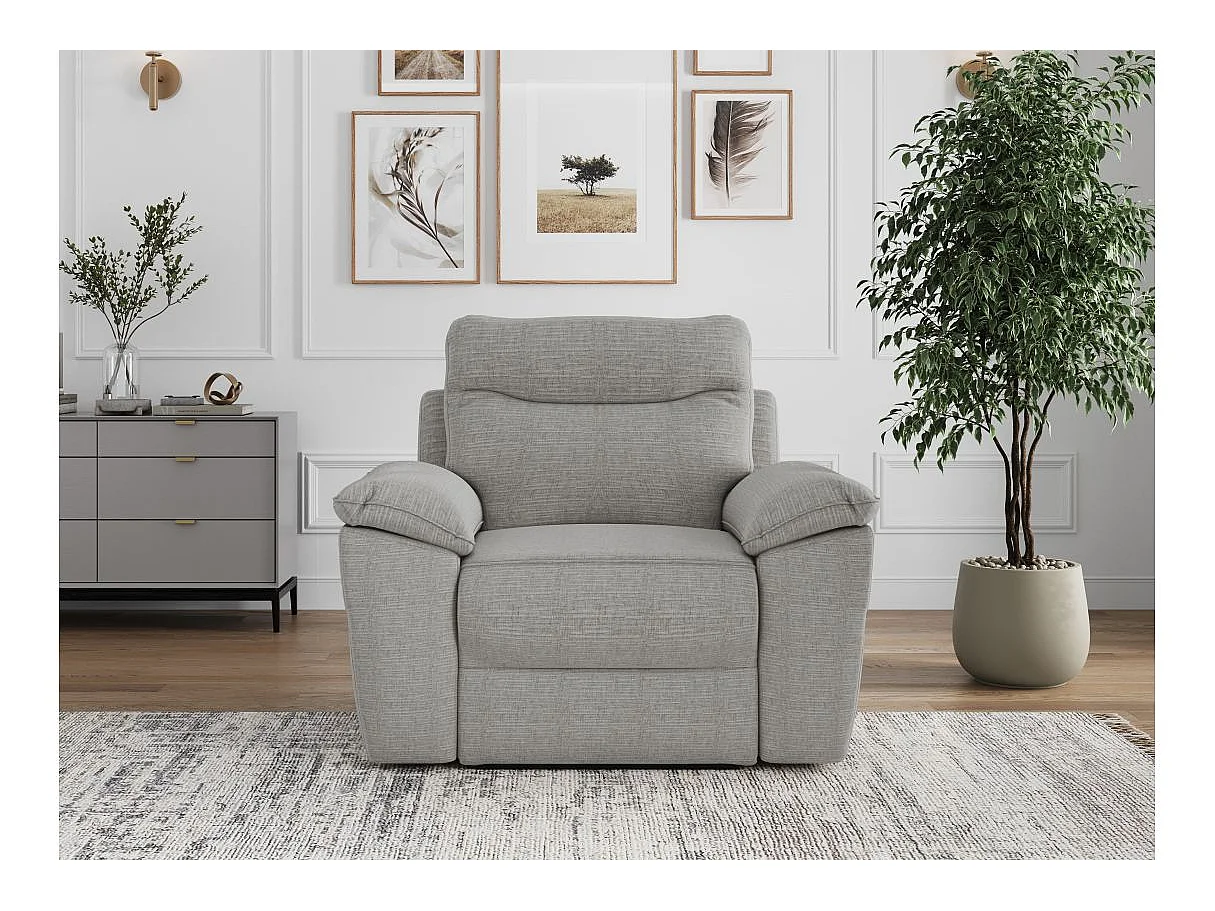 Fauteuil de relaxation manuel Ross en tissu texturé 3D - Gris clair - L101 x P100 x H102cm - Loungitude