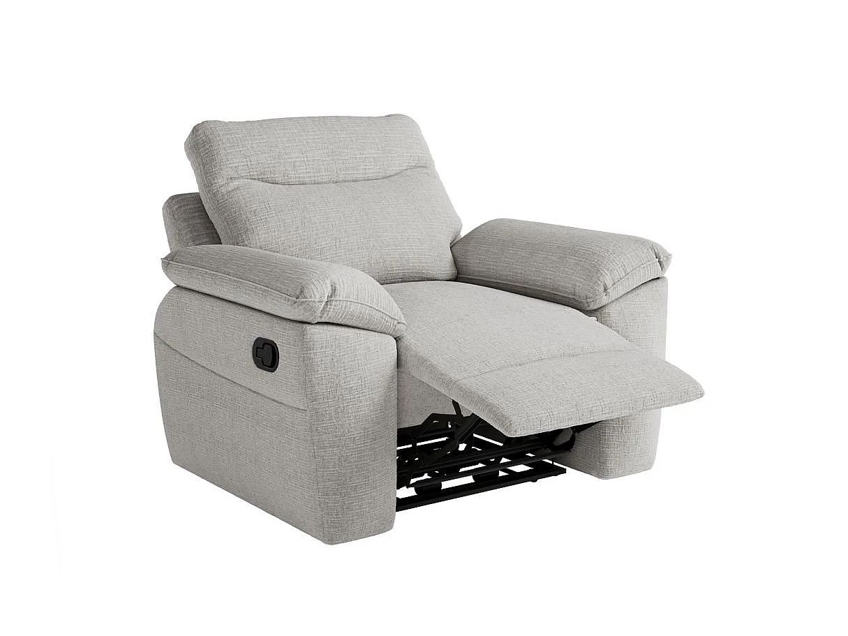 Fauteuil de relaxation manuel Ross en tissu texturé 3D - Gris clair - L101 x P100 x H102cm - Loungitude