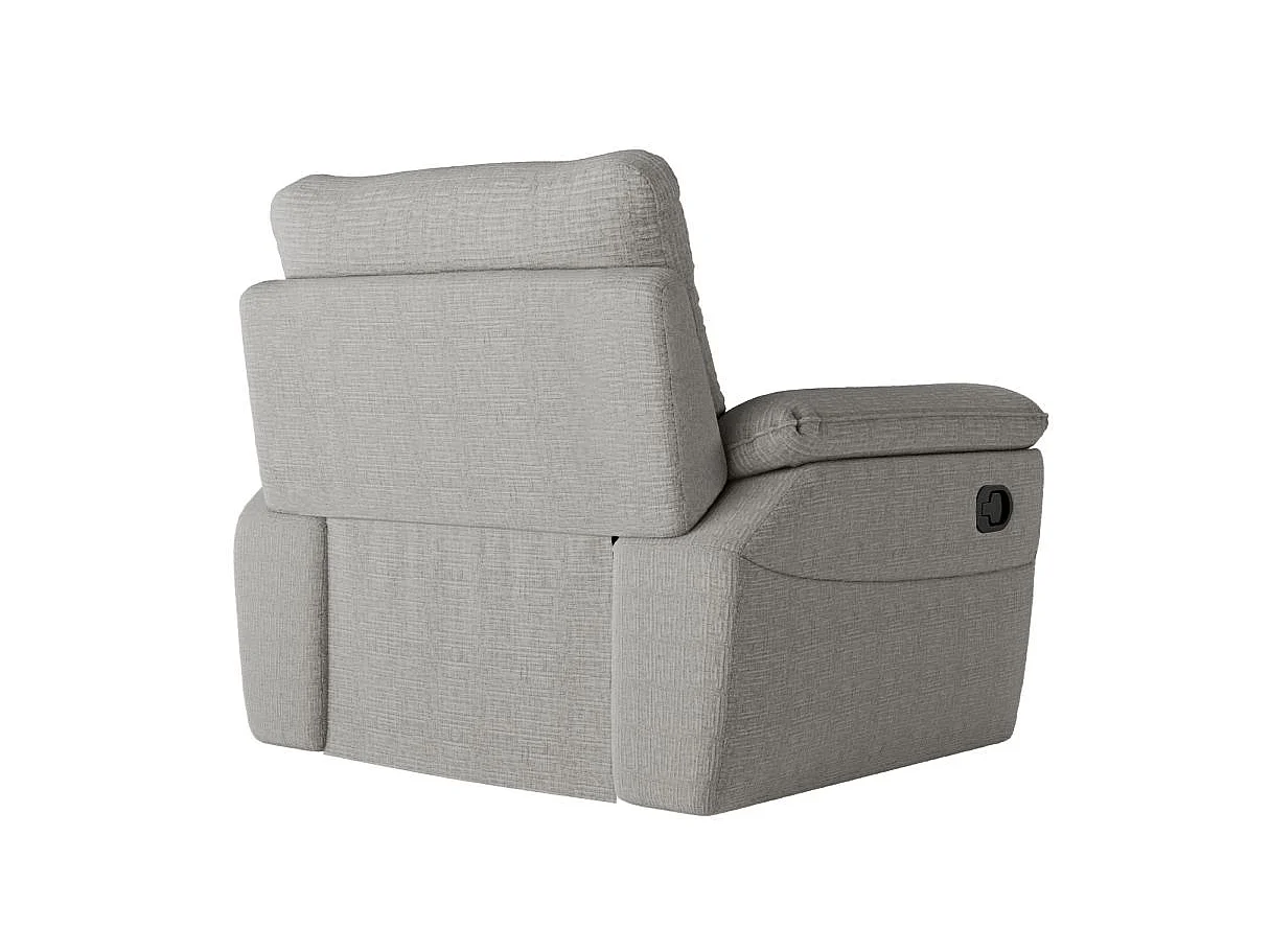 Fauteuil de relaxation manuel Ross en tissu texturé 3D - Gris clair - L101 x P100 x H102cm - Loungitude