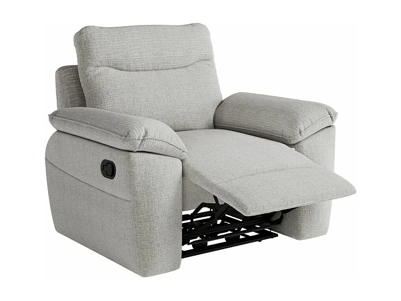Fauteuil de relaxation manuel Ross en tissu texturé 3D - Gris clair - L101 x P100 x H102cm - Loungitude