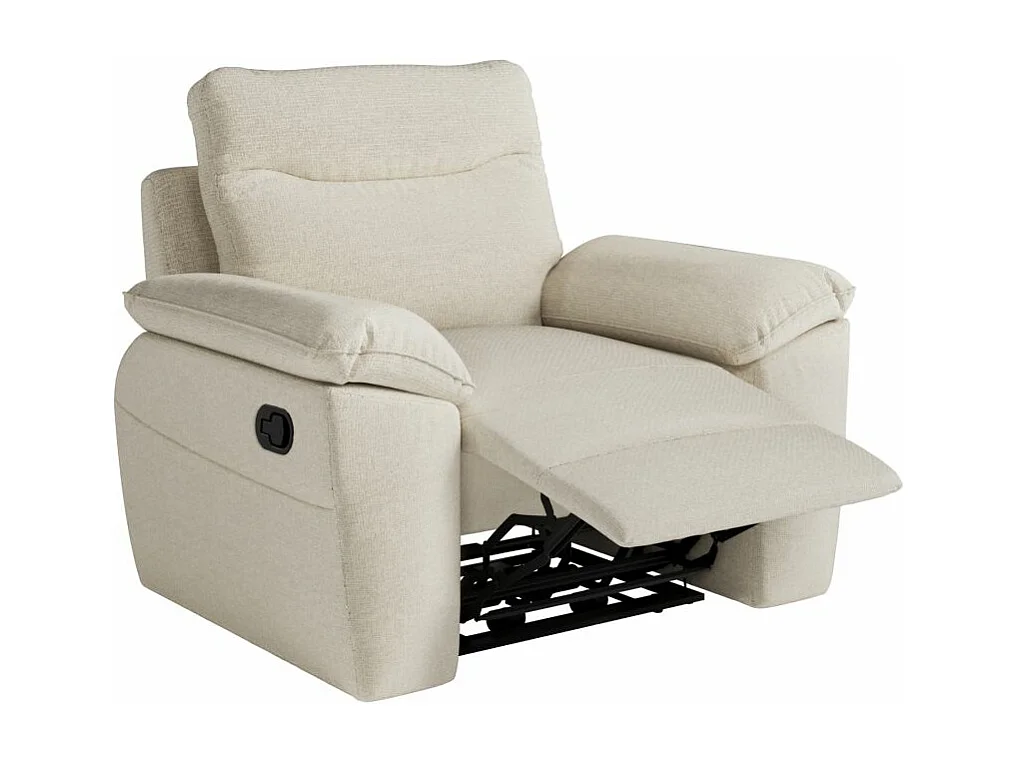 Fauteuil de relaxation manuel Ross en tissu - Beige - L101 x P100 x H102cm - Loungitude