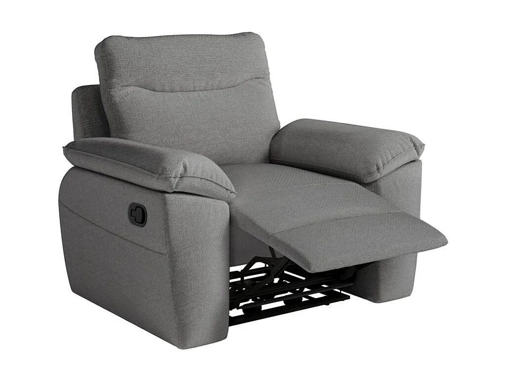Fauteuil de relaxation manuel Ross en tissu - Gris - L101 x P100 x H102cm - Loungitude