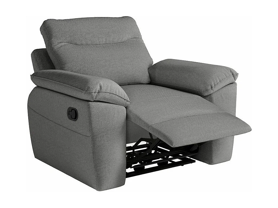 Fauteuil de relaxation manuel Ross en tissu - Gris - L101 x P100 x H102cm - Loungitude
