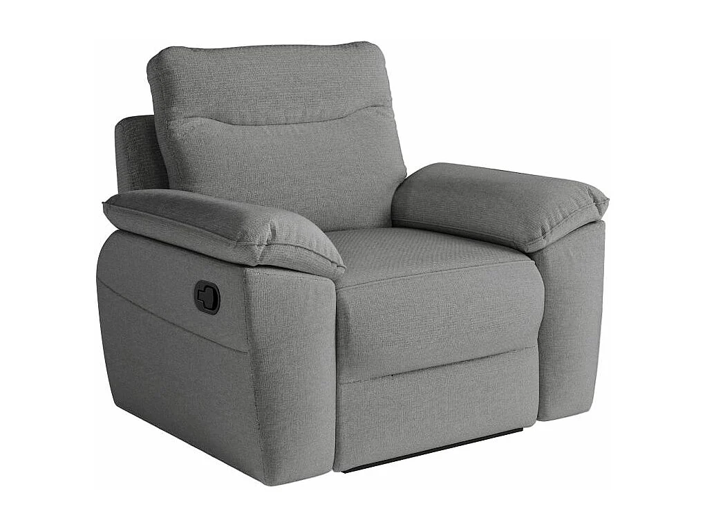 Fauteuil de relaxation manuel Ross en tissu - Gris - L101 x P100 x H102cm - Loungitude