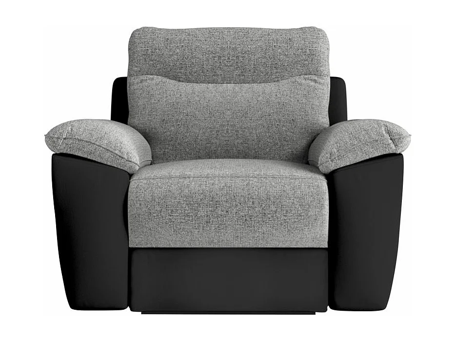 Fauteuil de relaxation électrique Ross en tissu et simili - Noir/Gris - L101 x P100 x H102cm - Loungitude
