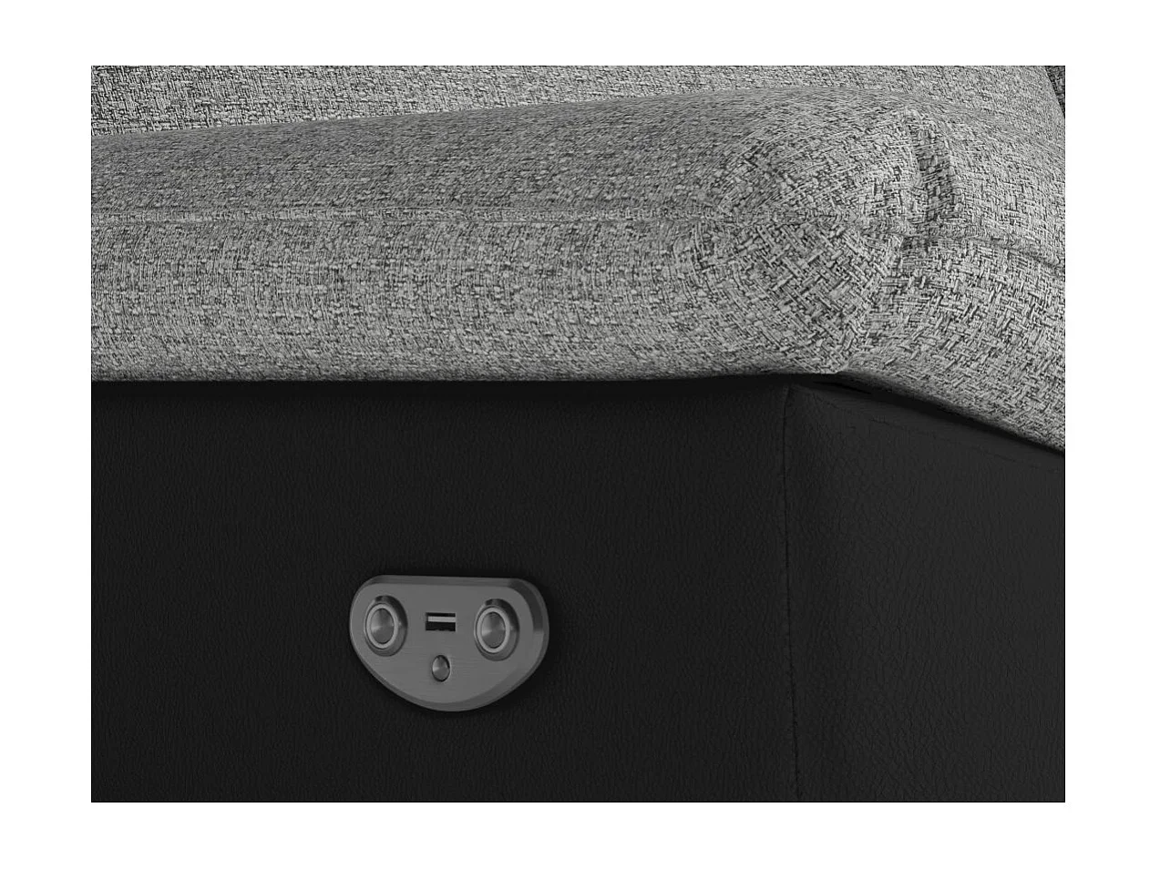 Fauteuil de relaxation électrique Ross en tissu et simili - Noir/Gris - L101 x P100 x H102cm - Loungitude