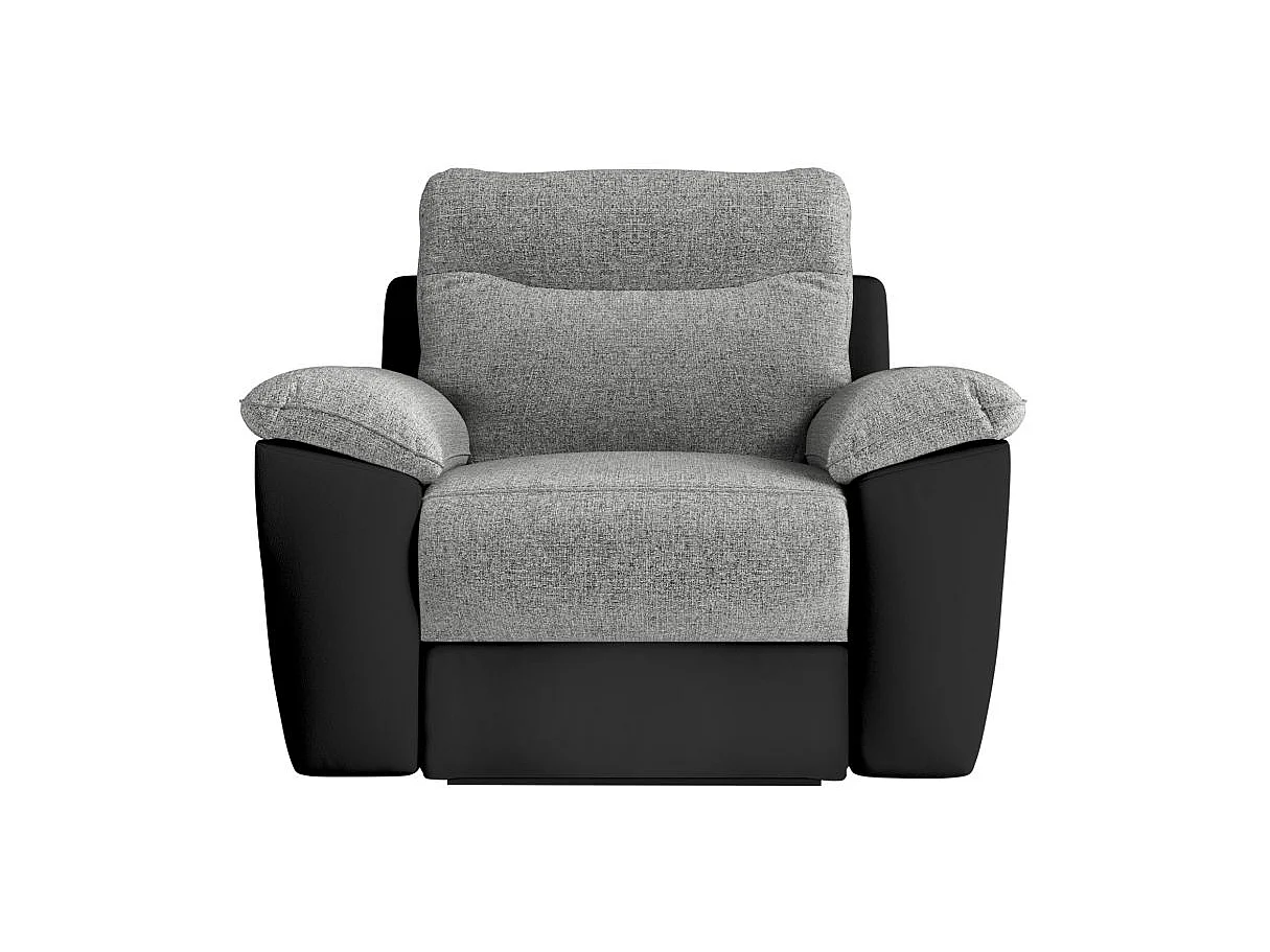 Fauteuil de relaxation électrique Ross en tissu et simili - Noir/Gris - L101 x P100 x H102cm - Loungitude