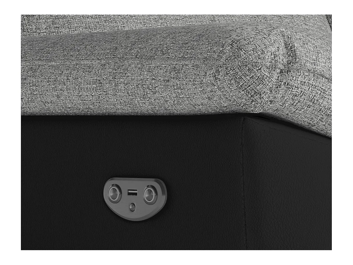 Fauteuil de relaxation électrique Ross en tissu et simili - Noir/Gris - L101 x P100 x H102cm - Loungitude
