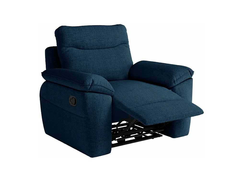 Fauteuil de relaxation manuel Ross en tissu texturé 3D - Bleu foncé - L101 x P100 x H102cm - Loungitude